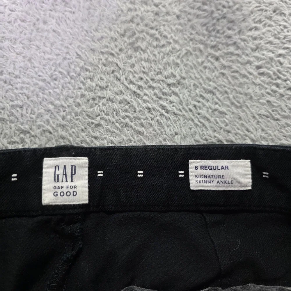 Gap Womens 6 Signature Skinny Ankle Pants Black White Dash Print Stretch MidRise